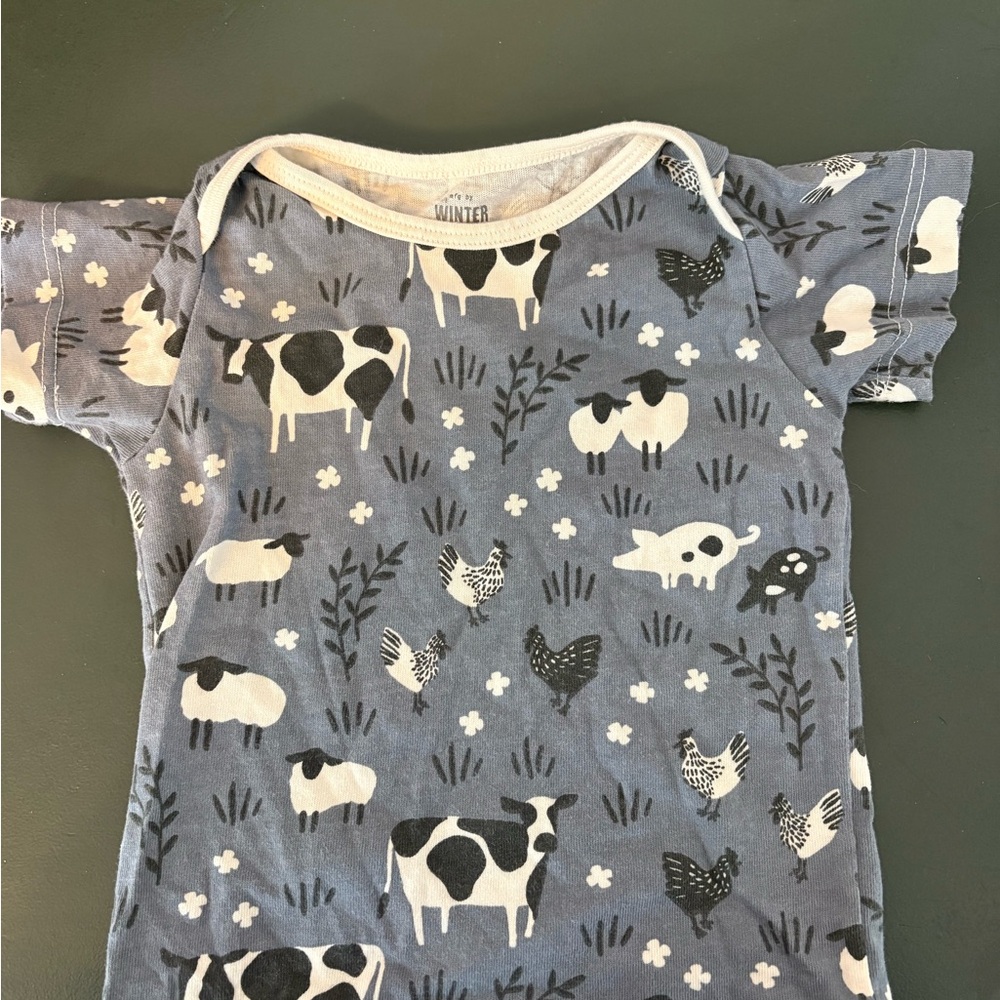 Winter water factory lap tee Farm Animals slate blue Print Baby tshirt 6 month